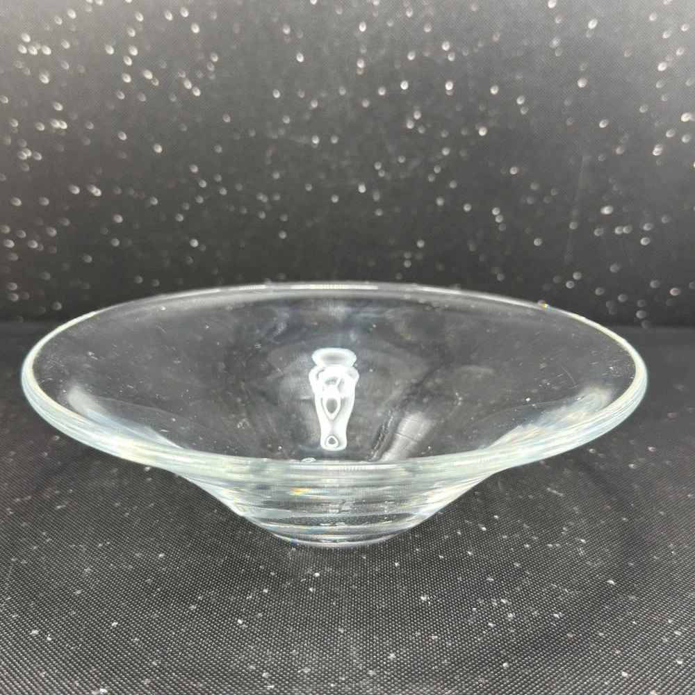 Crabtree & Evelyn Clear Glass Flared Vanity Dish Trinket Bowl 6 Inch Container